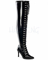 Black Patent Leather Wide Shaft Overknees - 4" Heel