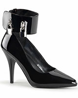 Patent Leather Pumps with Ankle Cuffs - 4" Heel