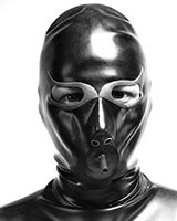 Thick Latex Hood with Cat Eyes / Gag / Back Laced
