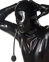 Latex Mask with Internal Pump Up Gag and Nose Holes - Click Image to Close