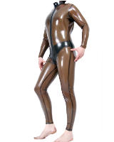 Glued Latex Catsuit with 3 Way Zipper Through Crotch - Click Image to Close