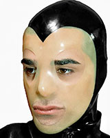 Male Latex Hood with Contrast Colour Face Mask and Zipper