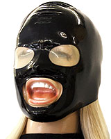 Glued Latex Hood with Mouth Opening and Translucent Eyes - Click Image to Close