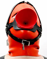 Rubber Watersports Head Harness with Funnel - Also as Lockable - Click Image to Close