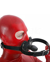 Thick Black Rubber Double Gag - optional Lockable - Click Image to Close