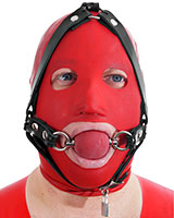 Thick Rubber Head Harness with Ball Gag - Also as Lockable - Click Image to Close