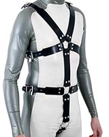 Rubber Harness with Cockring - also with Anal Dildo + Lockable
