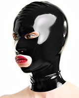 Latex Hood with Eyes and Mouth Openings - Optional with Zipper