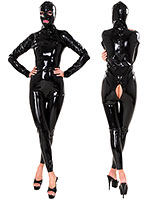 Moulded and Glued Latex Catsuit with Hood and 3 Way Zipper