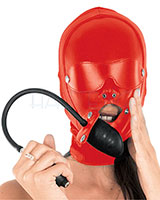 Leather and Stretch Hood with Inflatable Gag for Ladies