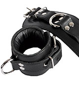 Padded Leather Arm Cuffs with D-Rings - Click Image to Close
