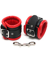Padded Leather Cuffs with Carabine Hooks - also as Lockable - Click Image to Close