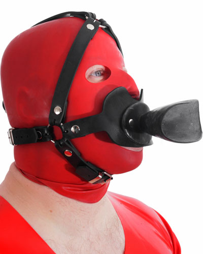 Rubber Watersports Head Harness with Funnel - Also as Lockable