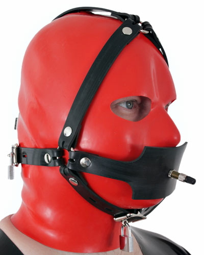 Thick Rubber Head Harness with Butterfly Gag - Also as Lockable