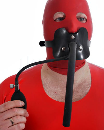 Heavy Rubber Muzzle with Infl. Butterfly Gag and Head Harness