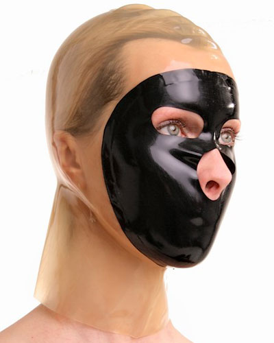 Latex Hood with Contrast Colour Face - also with Zipper